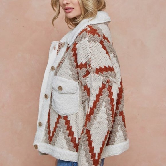 New Quilted Cardigan Sweater Coat / Women's Shacket Western Boho Jacket - Picture 1 of 9